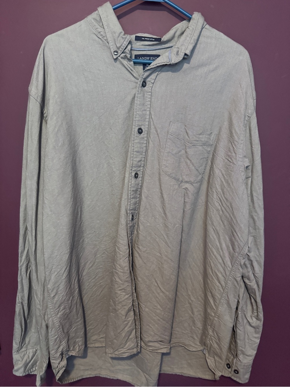 Lands' End Men’s Long-Sleeve Button-Down Shirt — Gray